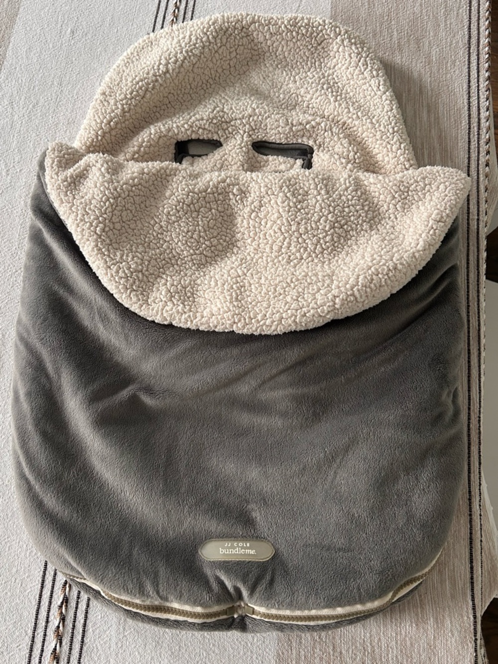 JJ Cole Gray and Cream Sherpa Baby Bunting 0-12 months
